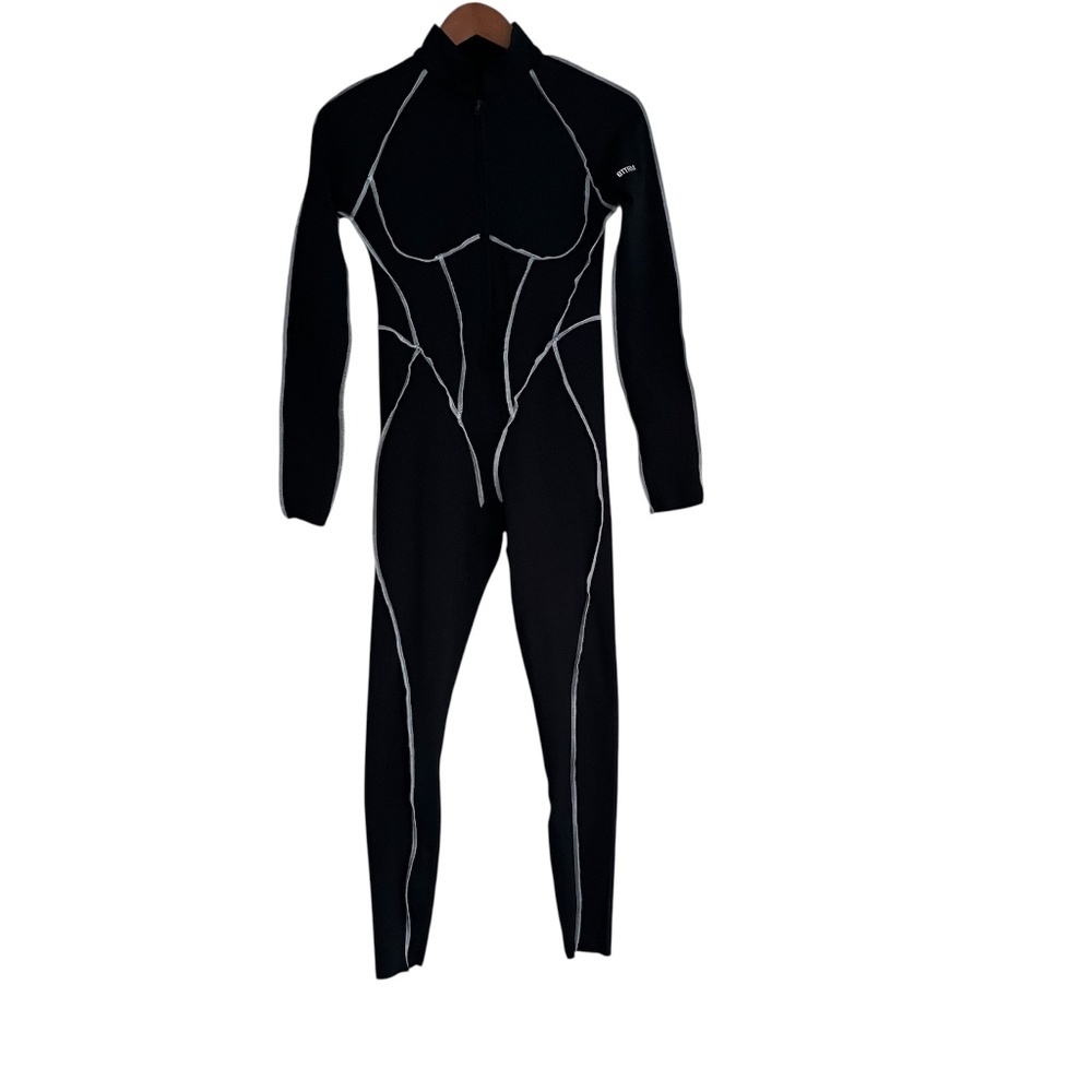 BetterMe Contour Stitch Catsuit Sz S Black Burning Man Cybercore Sculptwear